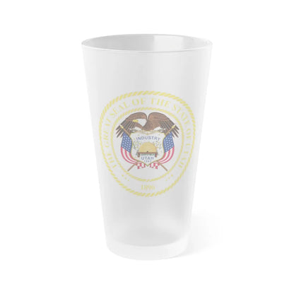 Seal of Utah v2 - Frosted Pint Glass 16oz-16oz-Frosted-Go Mug Yourself