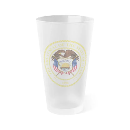 Seal of Utah v2 - Frosted Pint Glass 16oz 16oz Frosted - Go Mug Yourself
