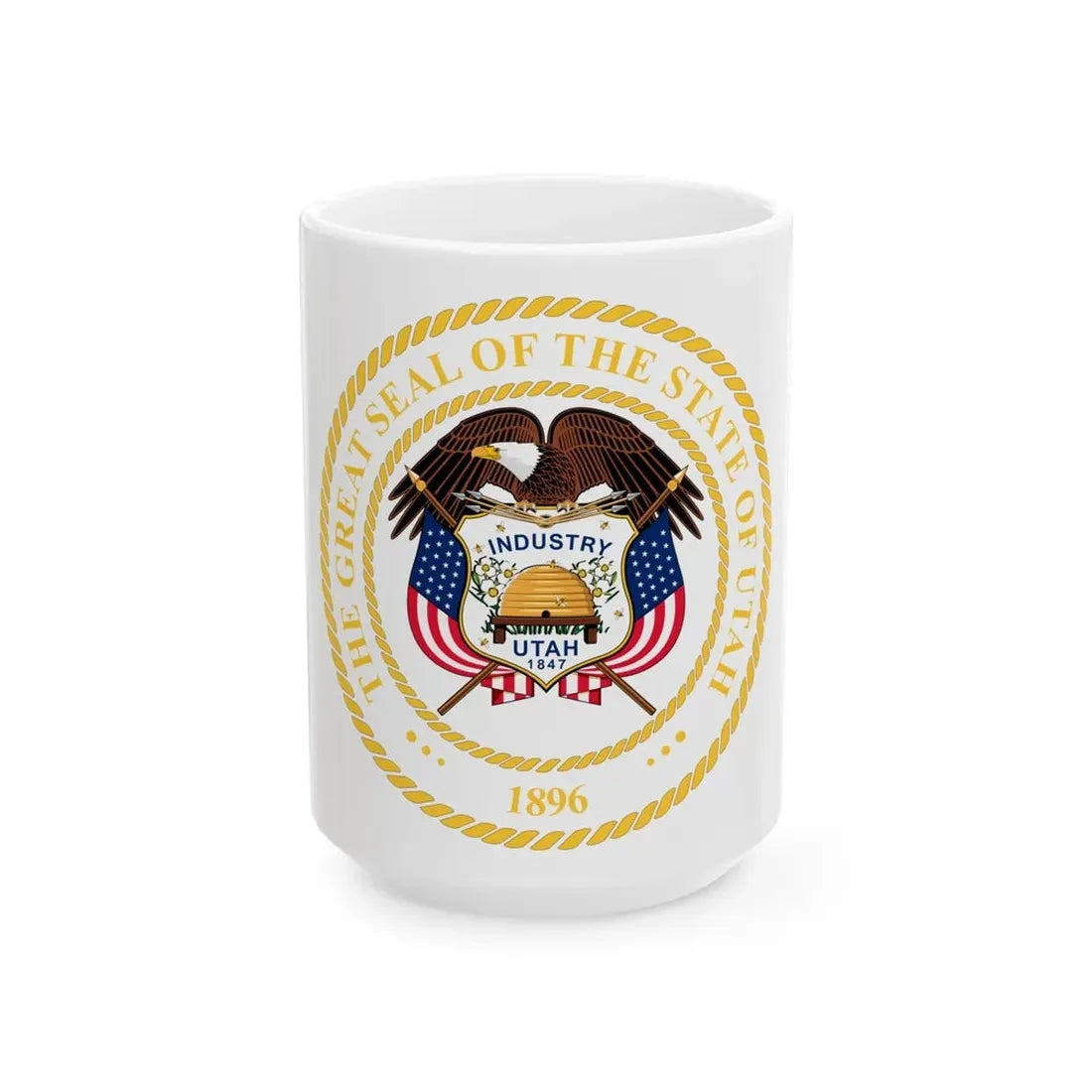 Seal of Utah v2 - White Coffee Mug 15oz - Go Mug Yourself