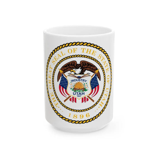 Seal of Utah - White Coffee Mug-15oz-Go Mug Yourself