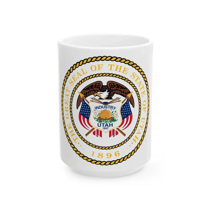 Seal of Utah - White Coffee Mug 15oz - Go Mug Yourself