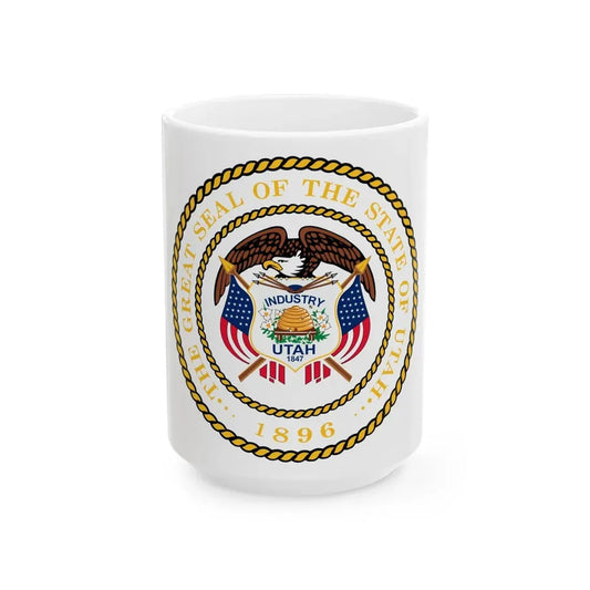 Seal of Utah - White Coffee Mug 15oz - Go Mug Yourself