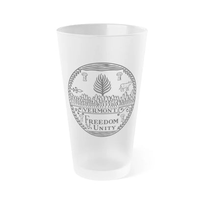 Seal of Vermont BW - Frosted Pint Glass 16oz-16oz-Frosted-Go Mug Yourself