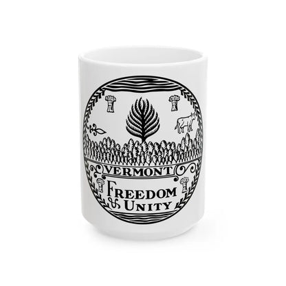 Seal of Vermont BW - White Coffee Mug-15oz-Go Mug Yourself