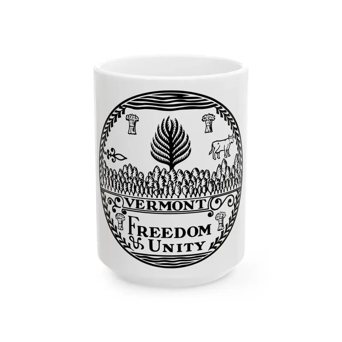 Seal of Vermont BW - White Coffee Mug 15oz - Go Mug Yourself