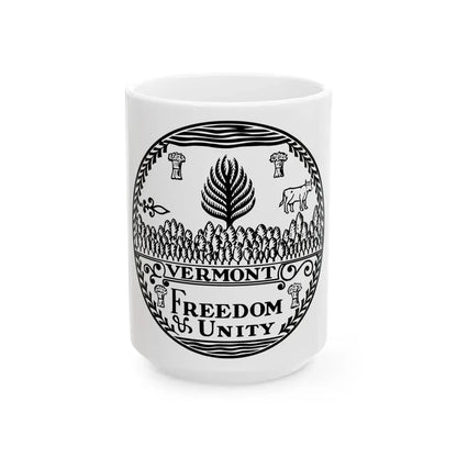 Seal of Vermont BW - White Coffee Mug 15oz - Go Mug Yourself