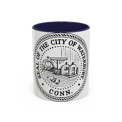 Seal of Waterbury Connecticut - Accent Coffee Mug 11oz Navy - Go Mug Yourself