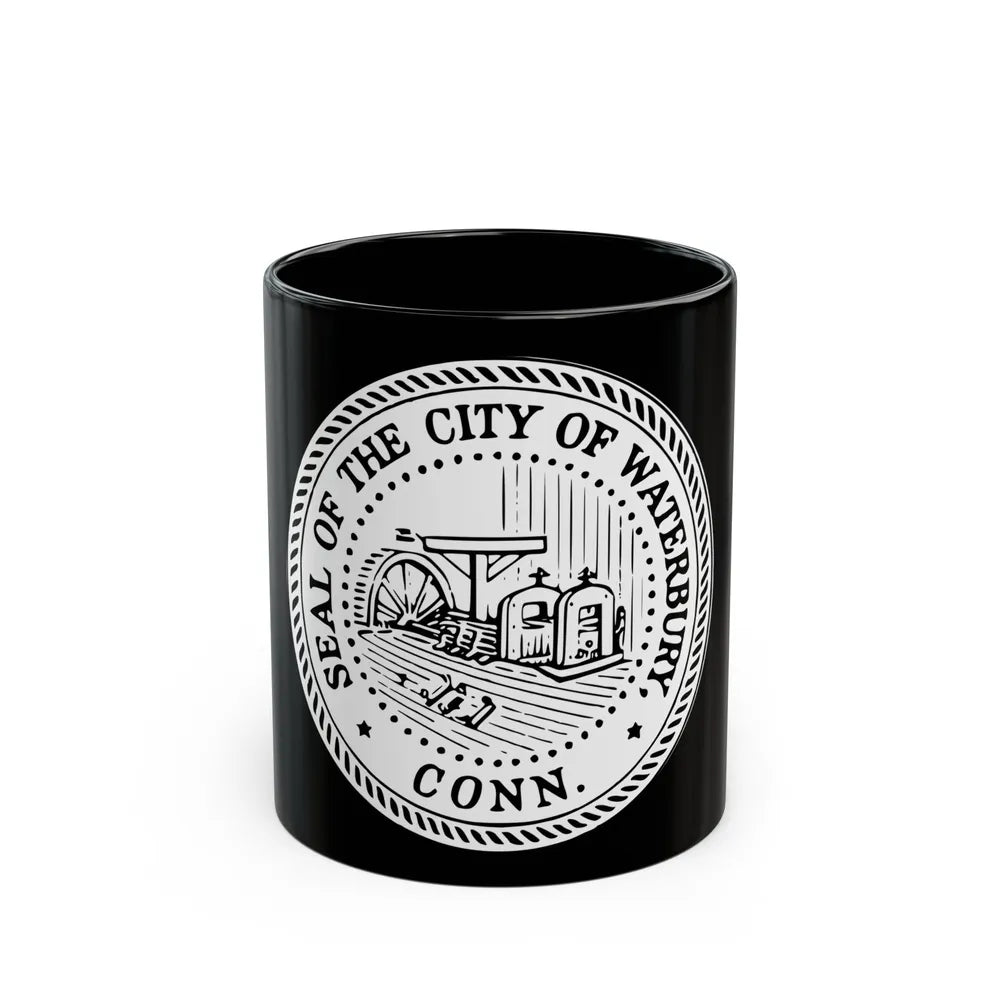 Seal of Waterbury Connecticut - Black Coffee Mug-11oz-Go Mug Yourself