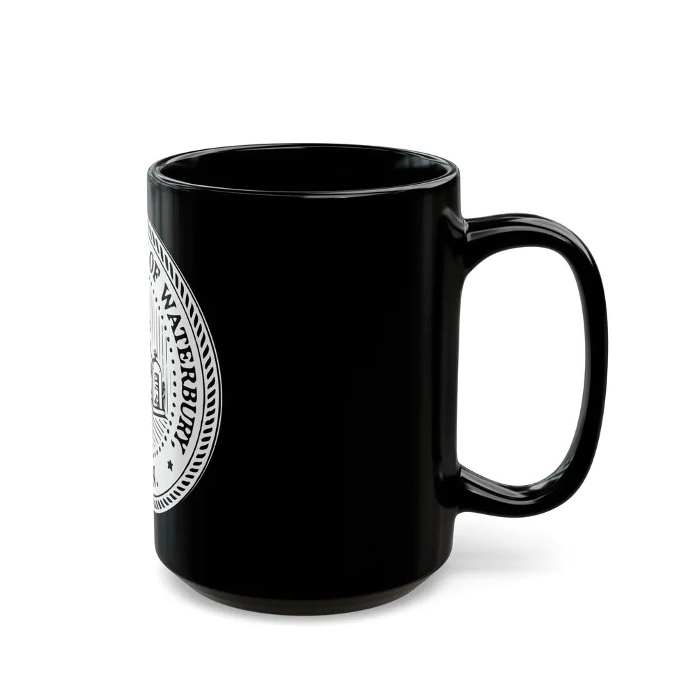 Seal of Waterbury Connecticut - Black Coffee Mug-Go Mug Yourself