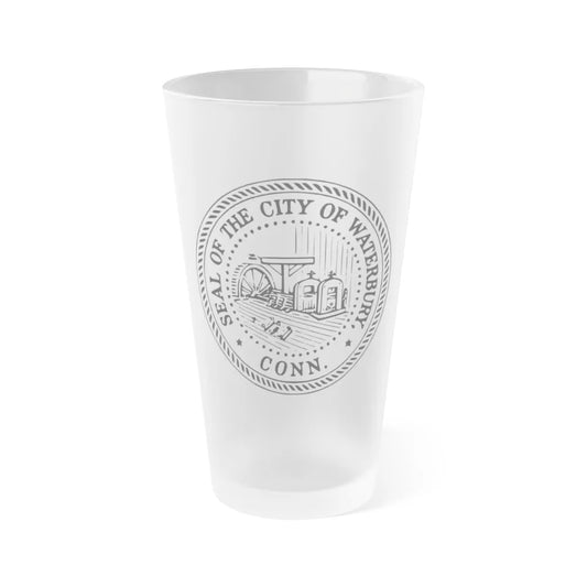 Seal of Waterbury Connecticut - Frosted Pint Glass 16oz-16oz-Frosted-Go Mug Yourself