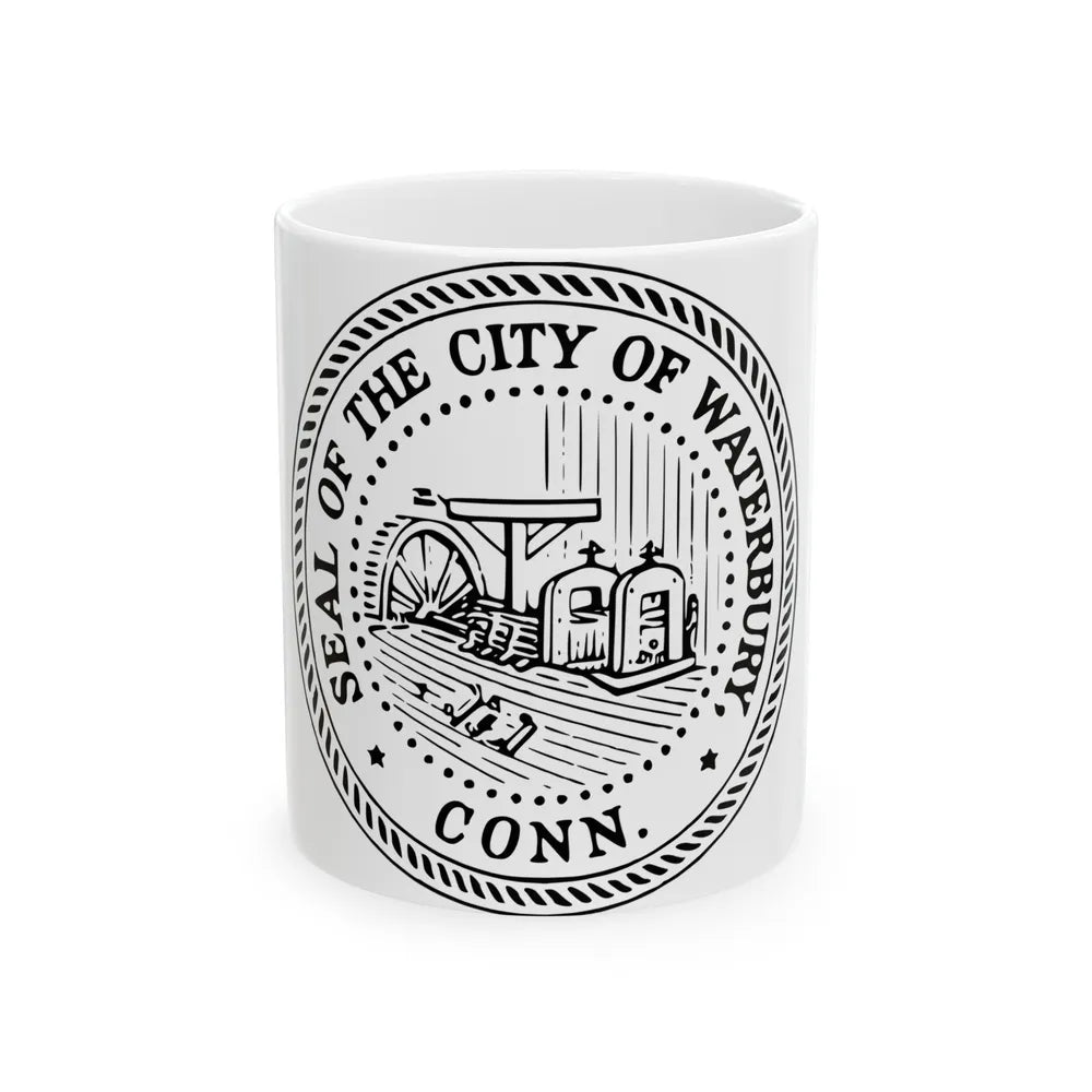 Seal of Waterbury Connecticut - White Coffee Mug-11oz-Go Mug Yourself