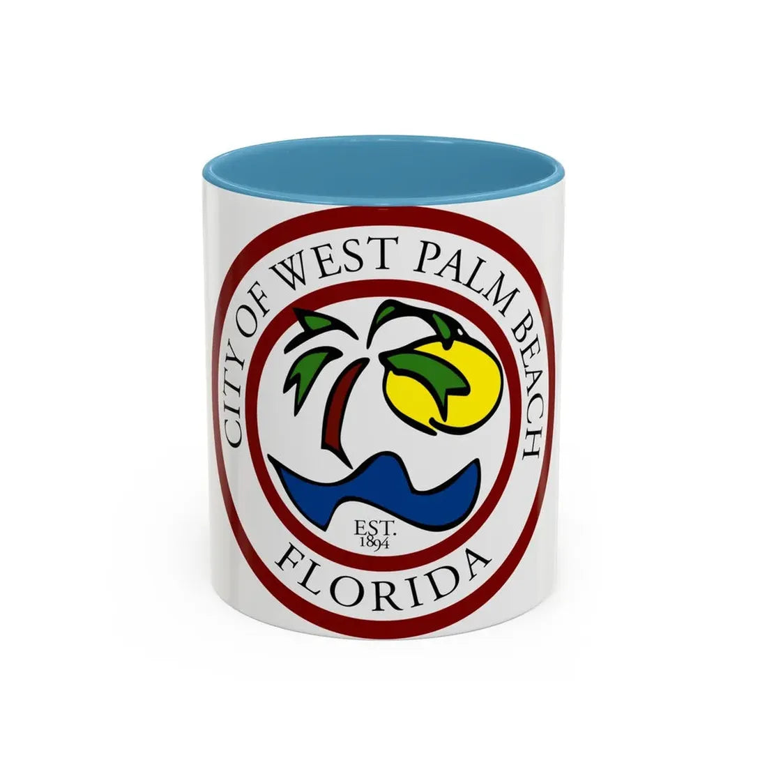 Seal of West Palm Beach Florida - Accent Coffee Mug 11oz Light Blue - Go Mug Yourself