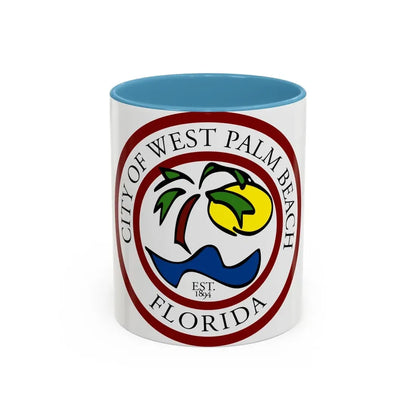 Seal of West Palm Beach Florida - Accent Coffee Mug 11oz Light Blue - Go Mug Yourself