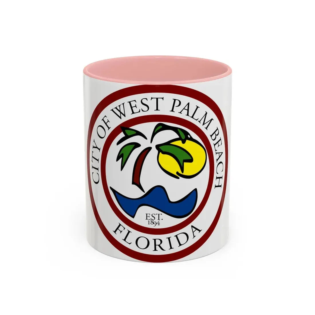 Seal of West Palm Beach Florida - Accent Coffee Mug 11oz Pink - Go Mug Yourself