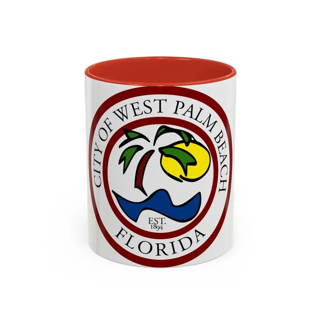 Seal of West Palm Beach Florida - Accent Coffee Mug 11oz Red - Go Mug Yourself