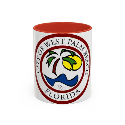 Seal of West Palm Beach Florida - Accent Coffee Mug 11oz Red - Go Mug Yourself