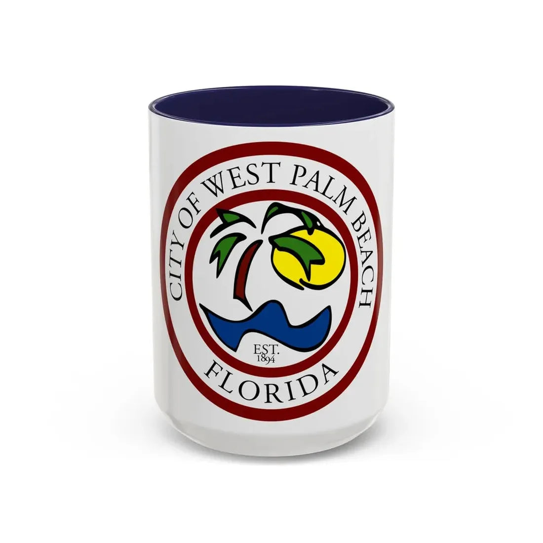 Seal of West Palm Beach Florida - Accent Coffee Mug 15oz Navy - Go Mug Yourself