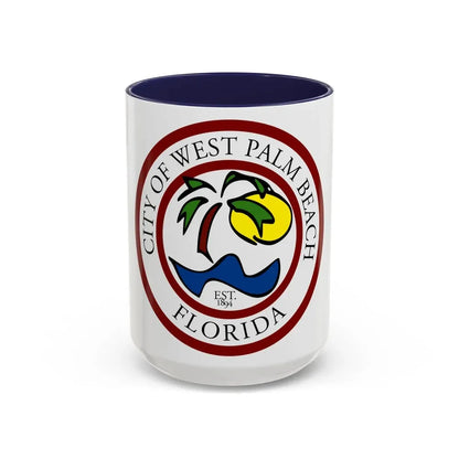 Seal of West Palm Beach Florida - Accent Coffee Mug 15oz Navy - Go Mug Yourself