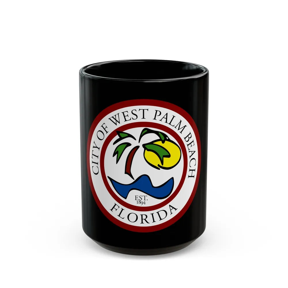 Seal of West Palm Beach Florida - Black Coffee Mug-15oz-Go Mug Yourself