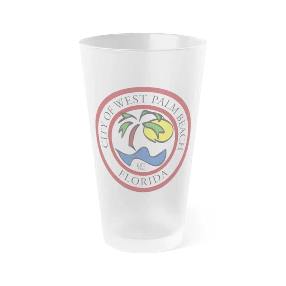 Seal of West Palm Beach Florida - Frosted Pint Glass 16oz-16oz-Frosted-Go Mug Yourself