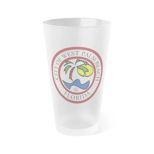 Seal of West Palm Beach Florida - Frosted Pint Glass 16oz-16oz-Frosted-Go Mug Yourself