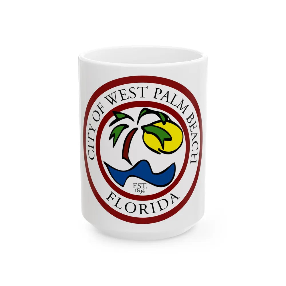 Seal of West Palm Beach Florida - White Coffee Mug-15oz-Go Mug Yourself