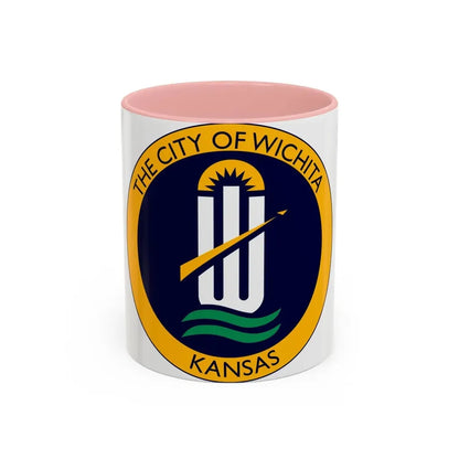 Seal of Wichita Kansas - Accent Coffee Mug 11oz Pink - Go Mug Yourself
