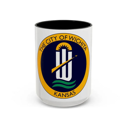 Seal of Wichita Kansas - Accent Coffee Mug 15oz Black - Go Mug Yourself