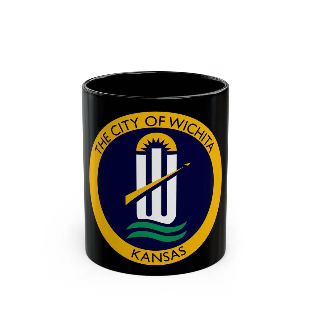 Seal of Wichita Kansas - Black Coffee Mug-11oz-Go Mug Yourself