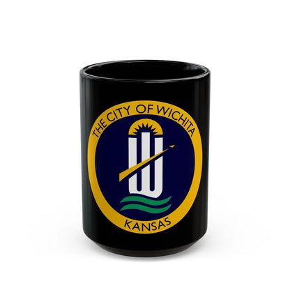 Seal of Wichita Kansas - Black Coffee Mug-15oz-Go Mug Yourself