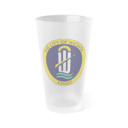 Seal of Wichita Kansas - Frosted Pint Glass 16oz-16oz-Frosted-Go Mug Yourself