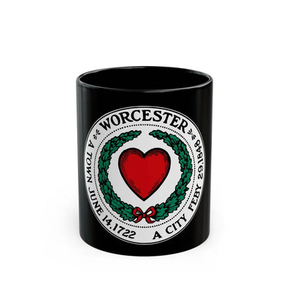 Seal of Worcester Massachusetts - Black Coffee Mug-11oz-Go Mug Yourself