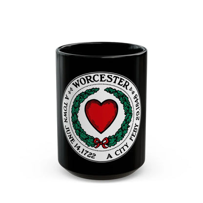 Seal of Worcester Massachusetts - Black Coffee Mug-15oz-Go Mug Yourself