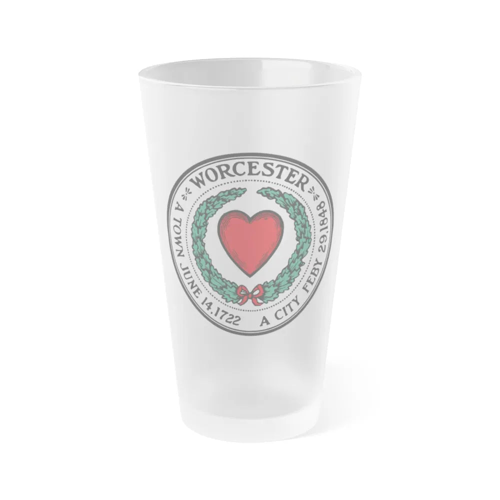 Seal of Worcester Massachusetts - Frosted Pint Glass 16oz-16oz-Frosted-Go Mug Yourself