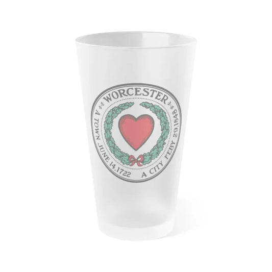 Seal of Worcester Massachusetts - Frosted Pint Glass 16oz 16oz Frosted - Go Mug Yourself