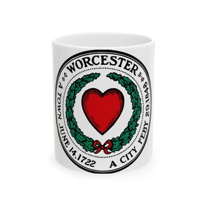 Seal of Worcester Massachusetts - White Coffee Mug-11oz-Go Mug Yourself