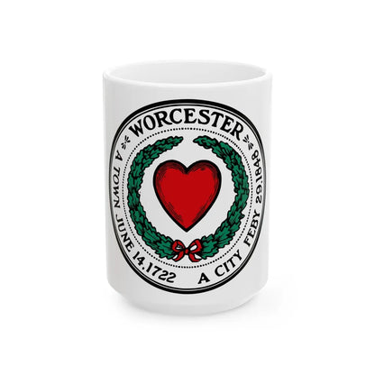 Seal of Worcester Massachusetts - White Coffee Mug-15oz-Go Mug Yourself