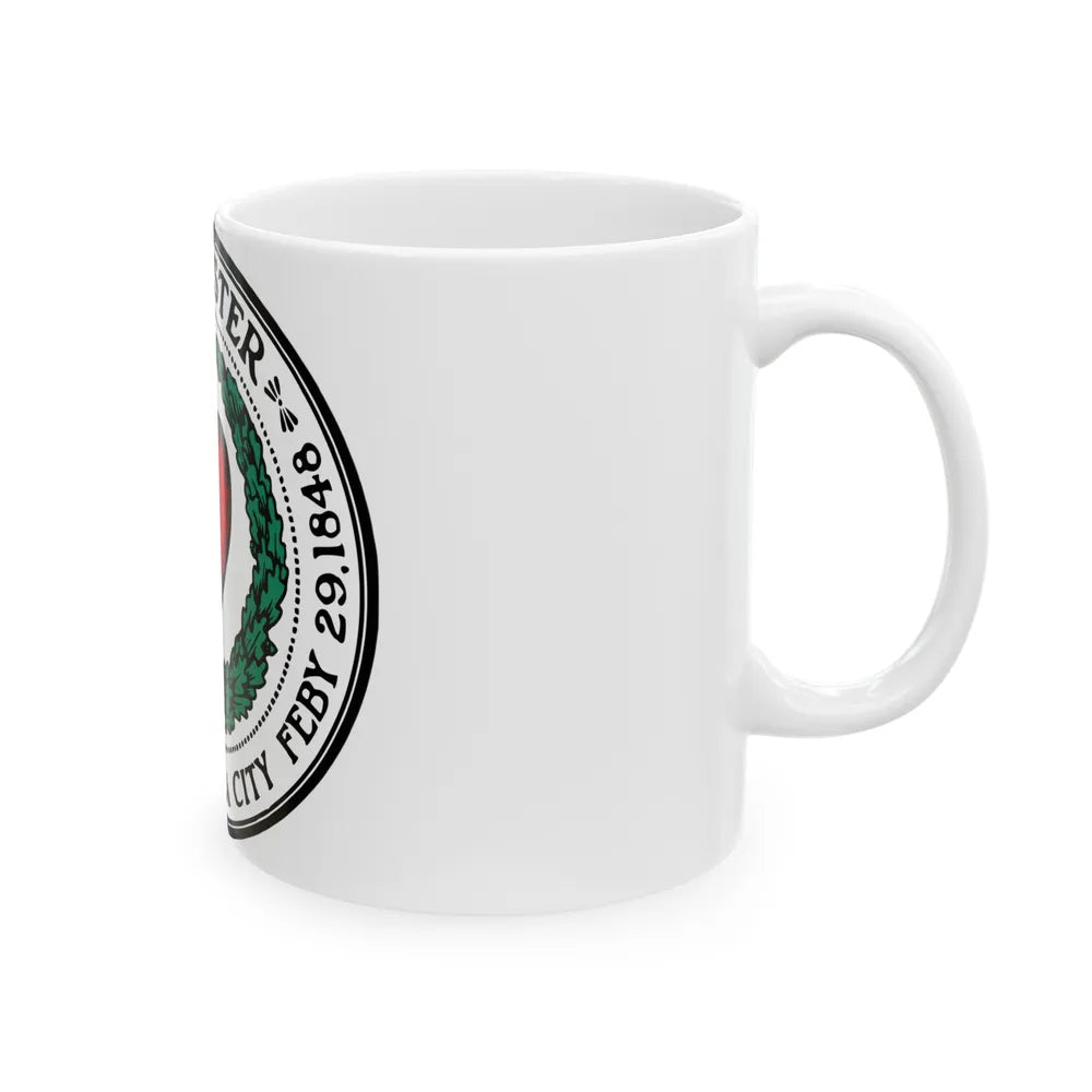 Seal of Worcester Massachusetts - White Coffee Mug-Go Mug Yourself