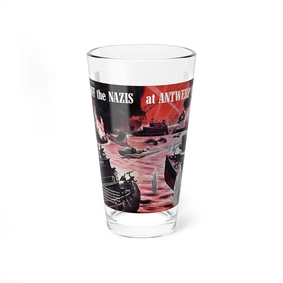 Seal Off the Nazis at Antwerp Harbor, Stag magazine, April 1964 (Magazine Illustration) Pint Glass 16oz 16oz - Go Mug Yourself