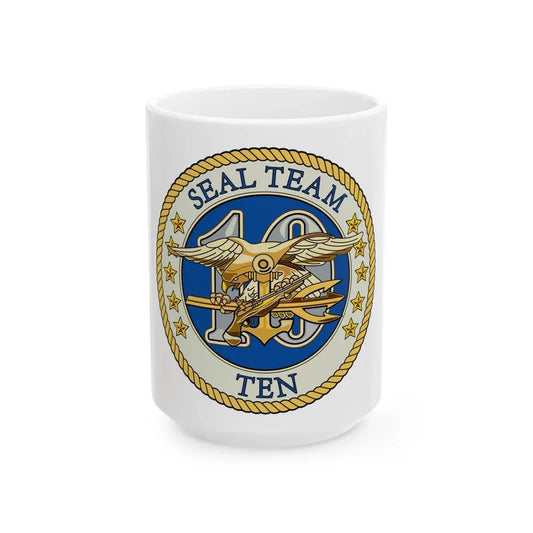 Seal Team 10 Colored (U.S. Navy) White Coffee Mug 15oz - Go Mug Yourself