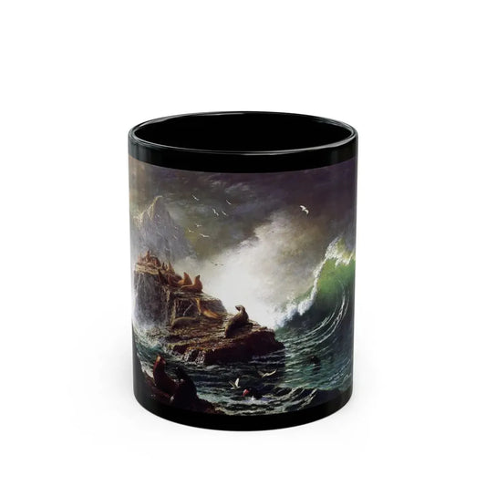 Seals On the Rocks, Farallon Isalnds (1872) - Black Coffee Mug 11oz - Go Mug Yourself