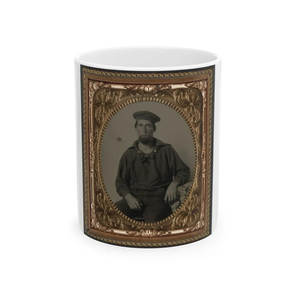 Seaman Ebenezer Mckay Of U.S. Navy In Uniform (U.S. Civil War) White Coffee Mug-11oz-Go Mug Yourself