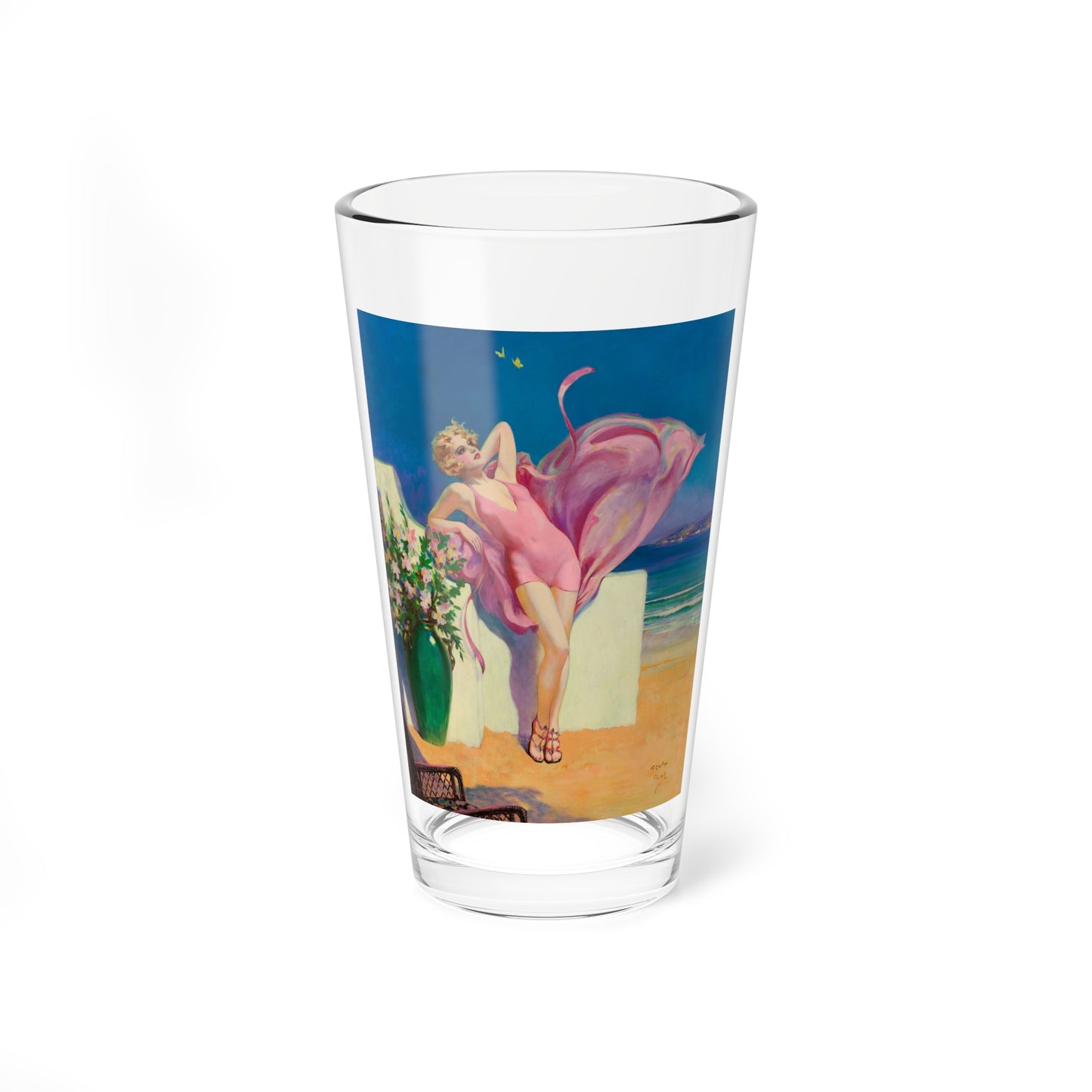 Seaside Flirtation, calendar illustration, c. 1925 (Magazine Illustration) Pint Glass 16oz-16oz-Go Mug Yourself