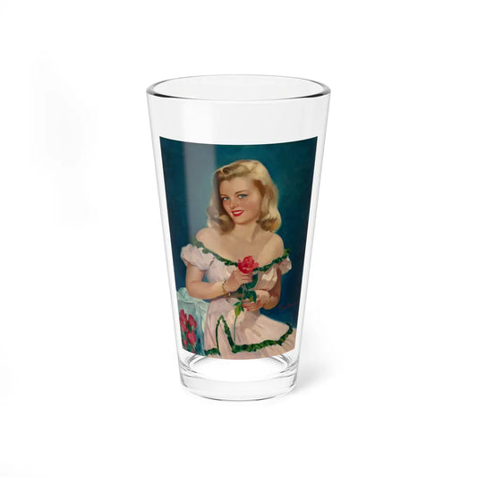 Seated Blonde with Red Roses (Magazine Illustration) Pint Glass 16oz-16oz-Go Mug Yourself