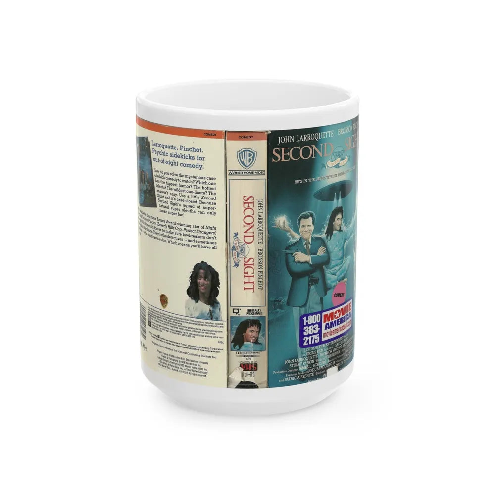 SECOND SIGHT JOHN LARROQUETTE BRONSON PINCHOT (VHS COVER) - White Coffee Mug-15oz-Go Mug Yourself