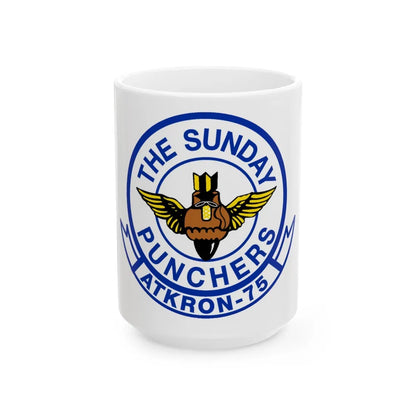 Second VA 75 ATKRON 75 The Sunday Punchers (U.S. Navy) White Coffee Mug-15oz-Go Mug Yourself