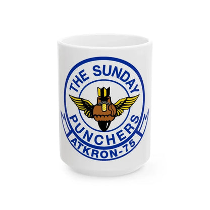 Second VA 75 ATKRON 75 The Sunday Punchers (U.S. Navy) White Coffee Mug 15oz - Go Mug Yourself