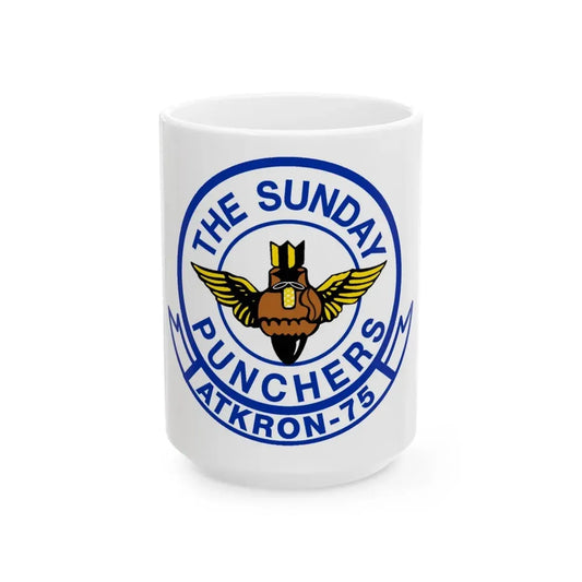 Second VA 75 ATKRON 75 The Sunday Punchers (U.S. Navy) White Coffee Mug 15oz - Go Mug Yourself