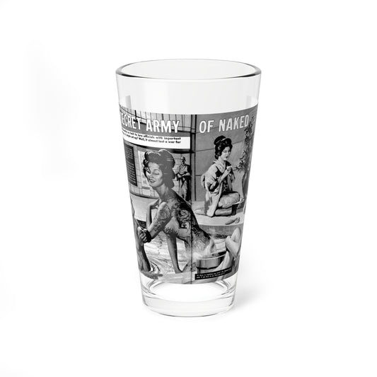 Secret Army Of Naked, Man's Daring, November 1962 (Magazine Illustration) Pint Glass 16oz-16oz-Go Mug Yourself