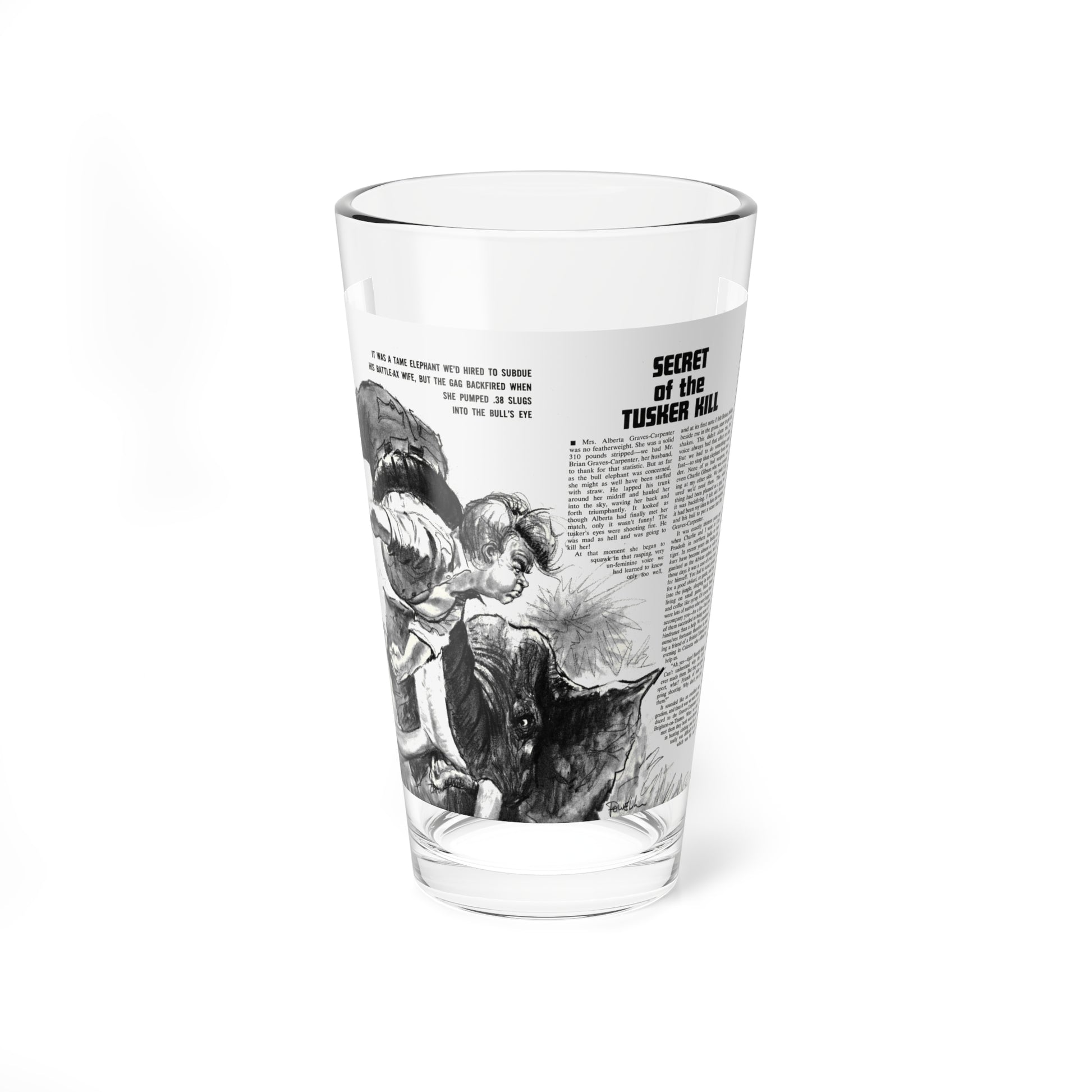 Secret of the Tusker Kill, Adventure, April 1965 (Magazine Illustration) Pint Glass 16oz-16oz-Go Mug Yourself